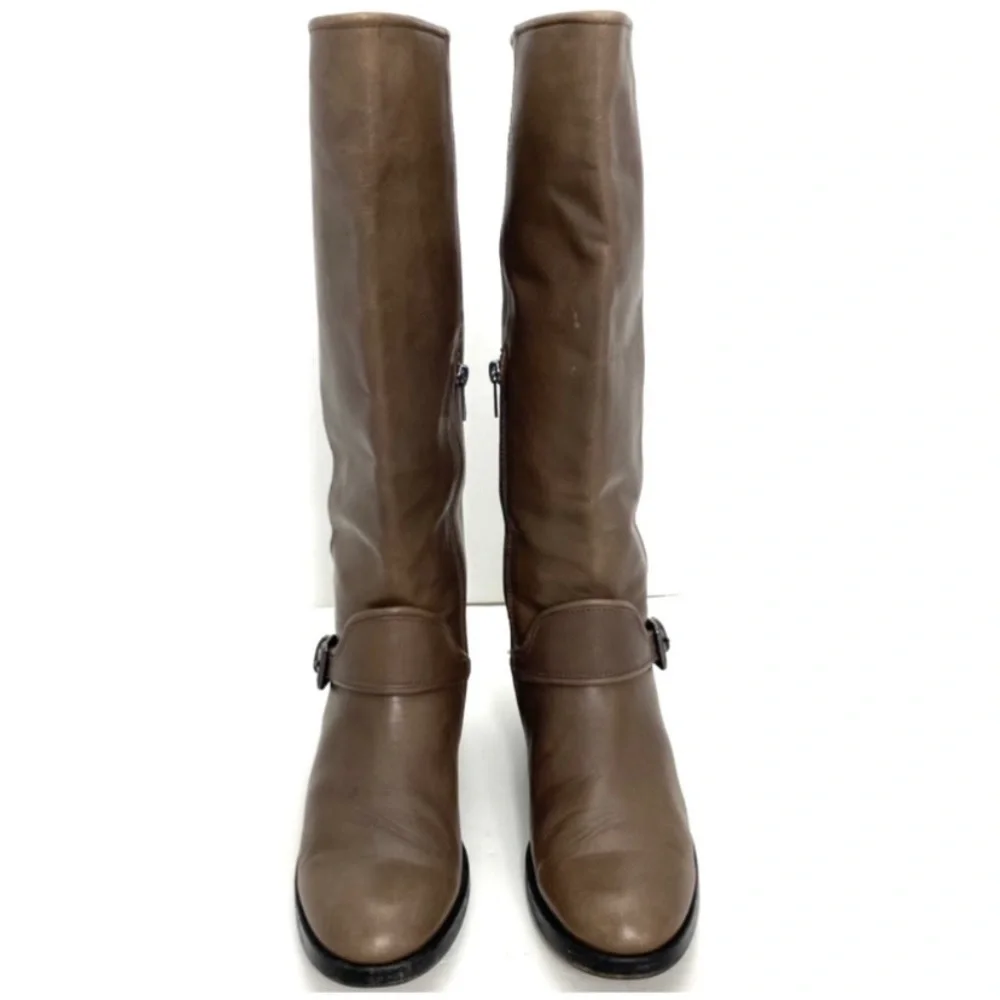 Coach Cecclia Belted Knee High Classic Riding Boot in Mushroom Brown Size 8